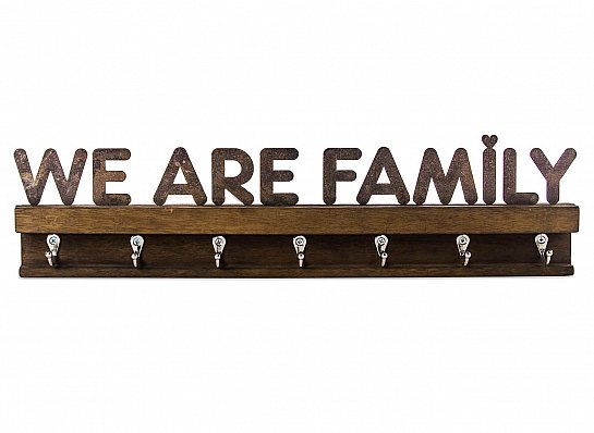 PORTA CHAVES FERRO MADEIRA G "WE ARE FAMILY"