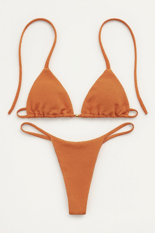 BIQUÍNI BASIC FIO TEXTURA LARANJA