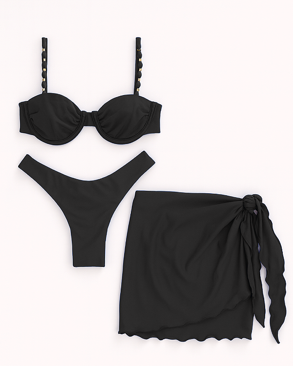 BIQUÍNI E SAIA SUNSTAR PRETO