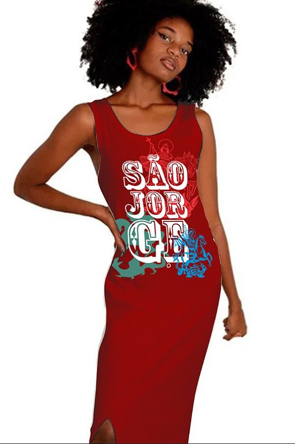 Vestido Longo São Jorge telas vermelho