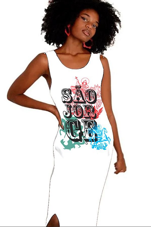 Vestido Longo São Jorge telas branca