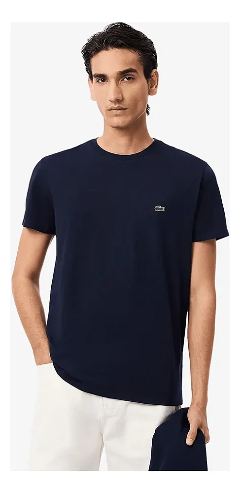 T-shirt masculino azul marinho algodão pima Lacoste TH6709 23 166