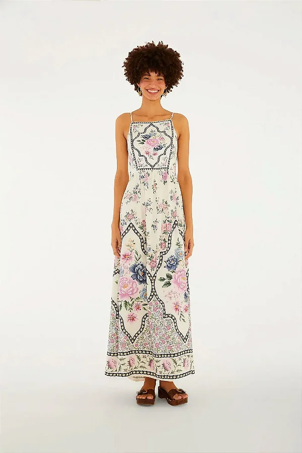 Vestido cropped alcinha romance estampada Farm 366665