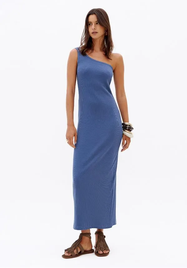 Vestido super midi canelado azul myft 502VE013105