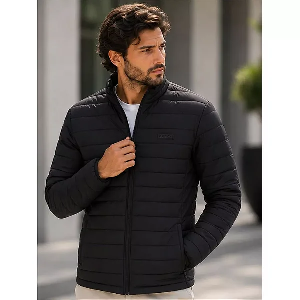Jaqueta cult slim puffer preta Ogochi 027498002