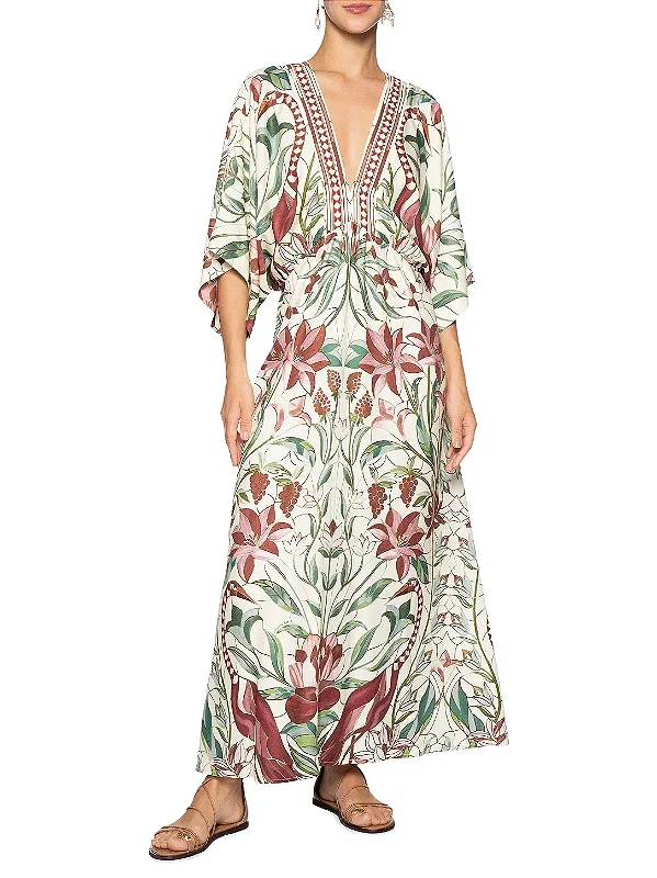 Vestido longo jardim vitral estampada Farm 366661