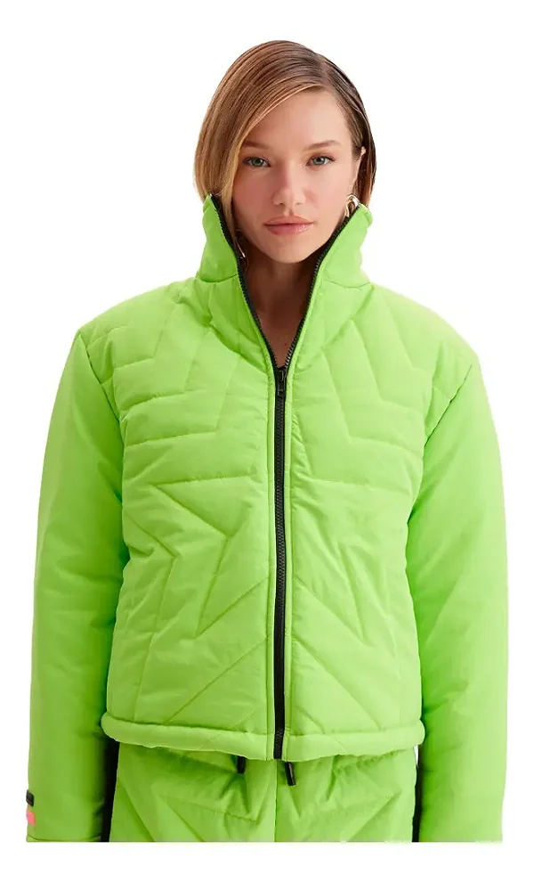Jaqueta puffer curta verde neon  502JA000630