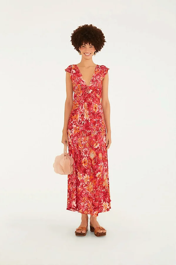 Vestido cropped florabela rosa estampada 370661