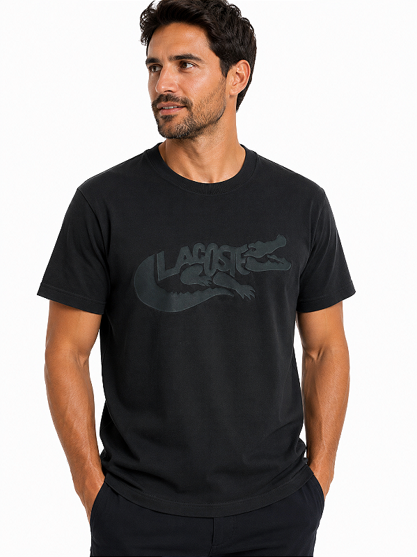 T-shirt masculino preta Lacoste TH9990