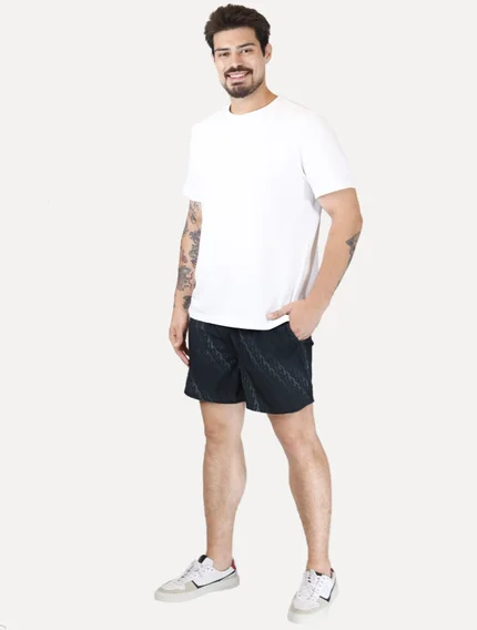 Shorts elastico monogram preta Calvin Klein CM5PS14SA347