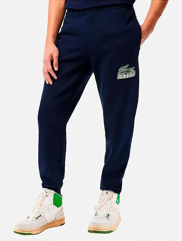 Calça de moletom masc Lacoste azul marinho XH8299-23 166