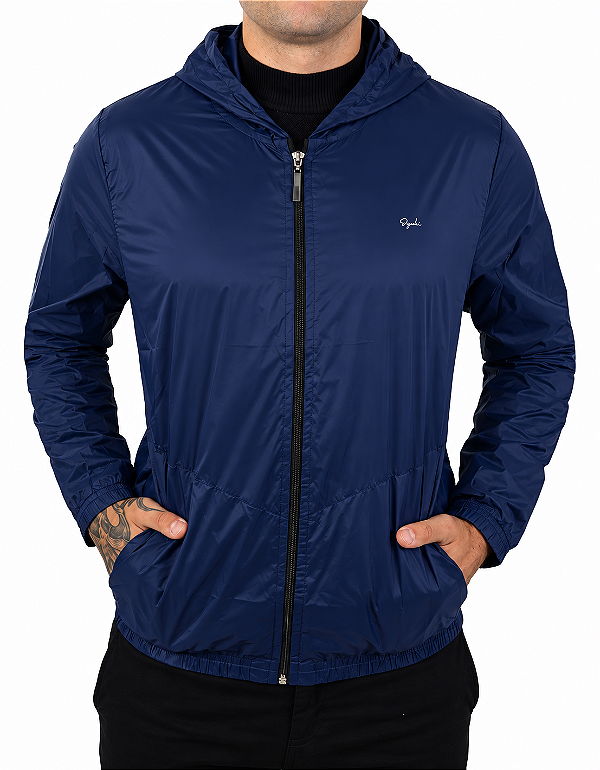 Jaqueta caual slim c/ capuz Ogochi azul marinha 027474001