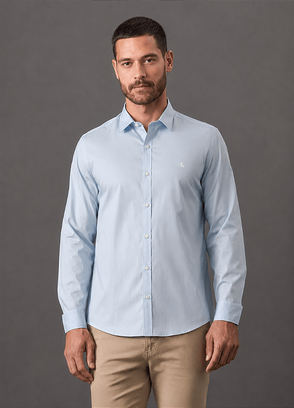 Camisa ml slim lisa azul CKJ CKJM900C