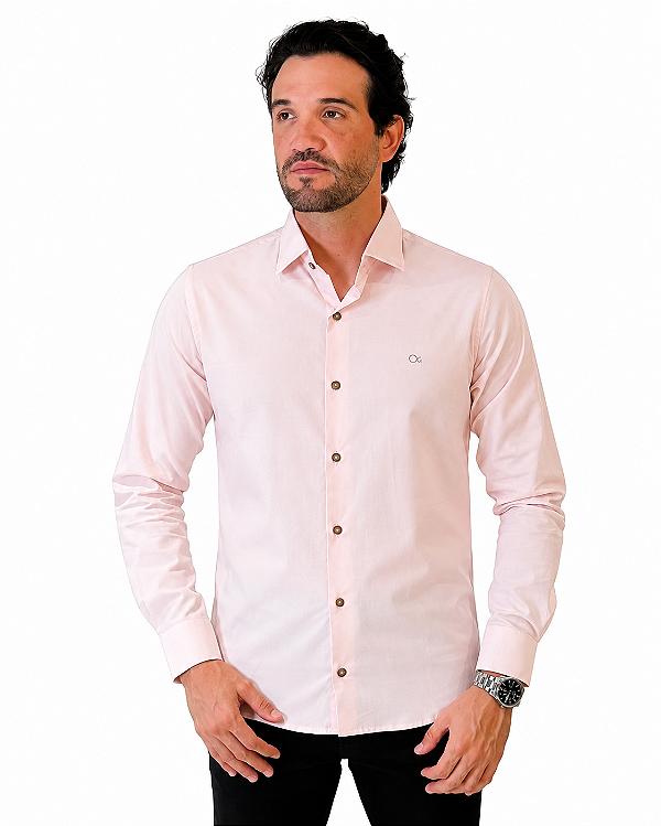 Camisa ml linho slim rosa Ogochi 001493152