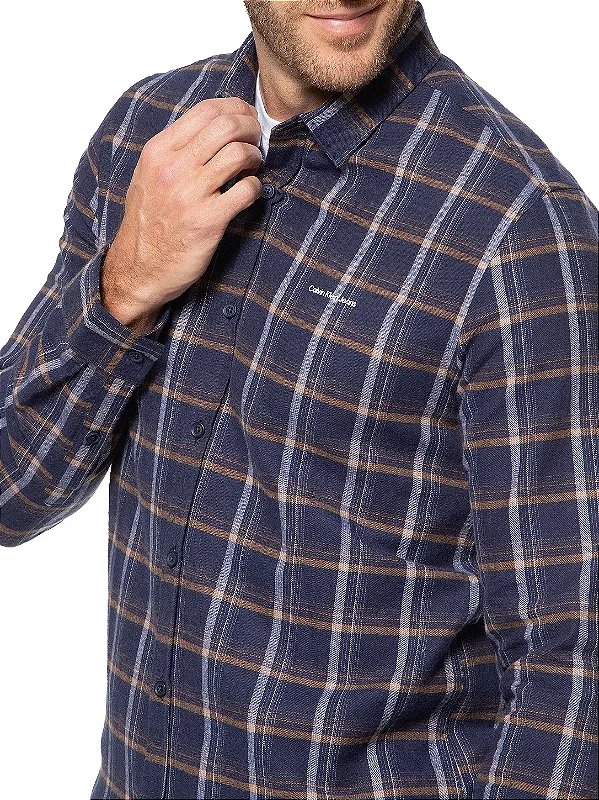 Camisa ml CKJ flannel xadrez azul CM40C03CS366