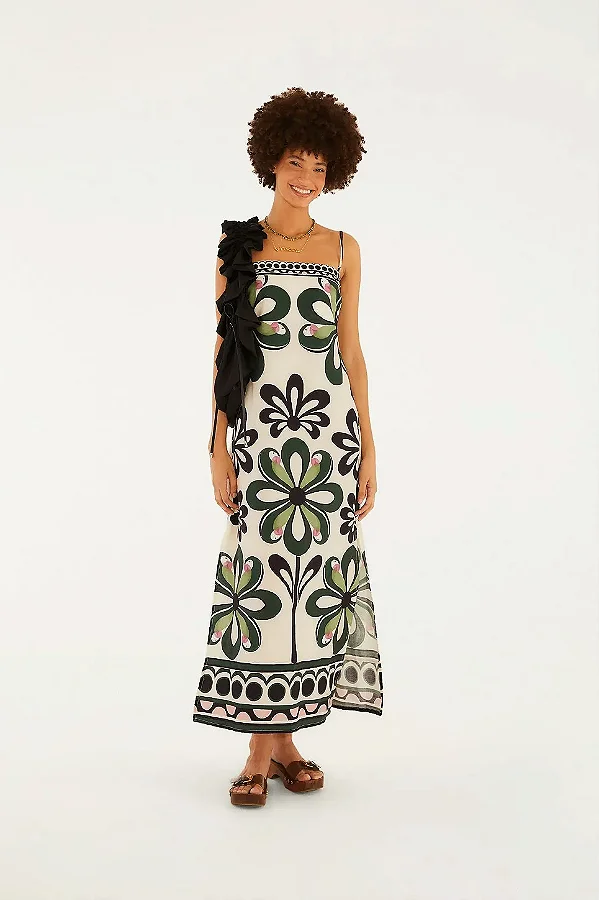 Vestido cropped alca florara estampada Farm 36821757892P