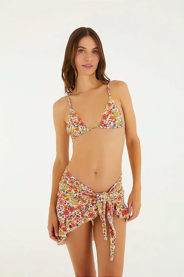 Saia banana flor estampada Farm Beach 346913