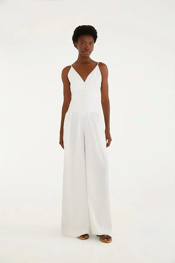 Macacao botoes pantalona off white Farm 350674