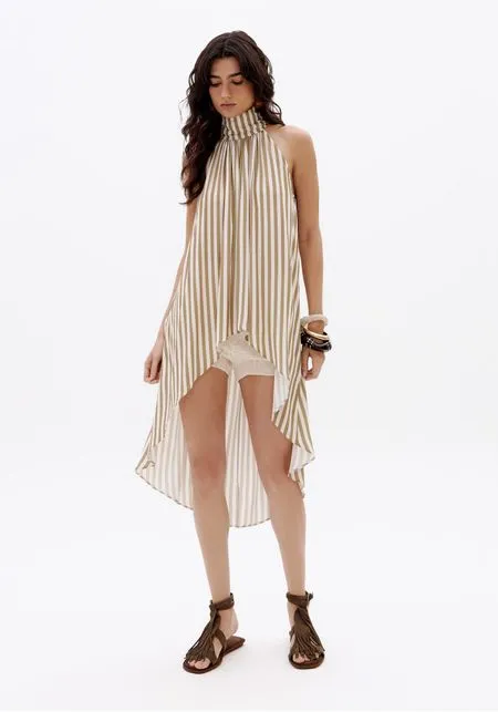 Blusa alongada sem mangas listras MYFT 502BL010194