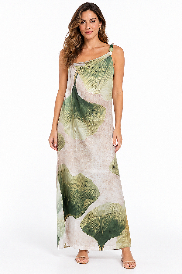 Saida de praia ombro detalhe estampada De Chelles SP1917BQ