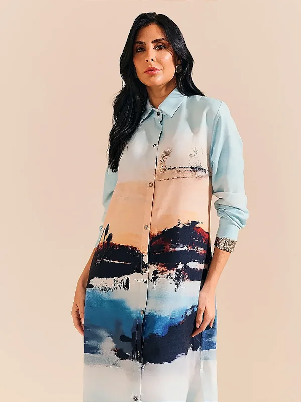 Saida de praia midi crepe estampada De Chelles SP1790BQ