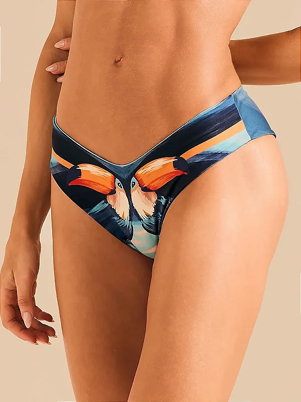 Calça biquini media dupla face fio estampada De Chelles BQ1731CL