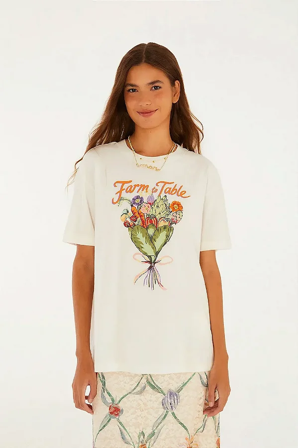 T-shirt media bouquet feira off white Farm 371437