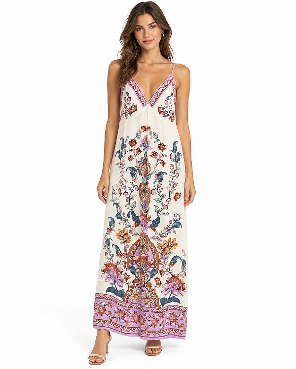 Vestido cropped boho maravilha estampada Farm 372248