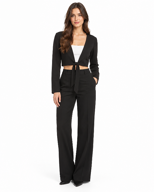 Top tricot amarraçao preto Farm 305486