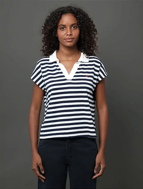 Blusa CKJ polo malhao listras CF5PC02PC840