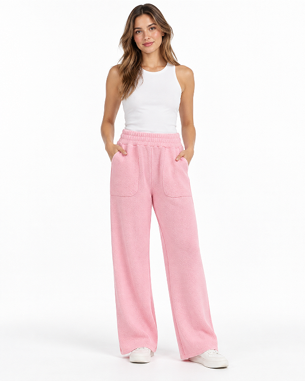 Calça wide leg cargo rosa claro MYFT 502CF0030095