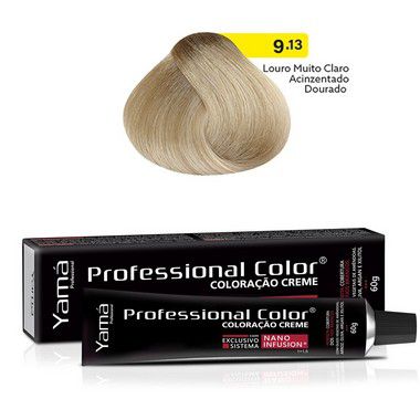 Kit Coloração Yamá Creme Professional Color Nano Infusion 9.13 Louro Muito Claro Acinzentado Dourado + Ox 30v 100ml