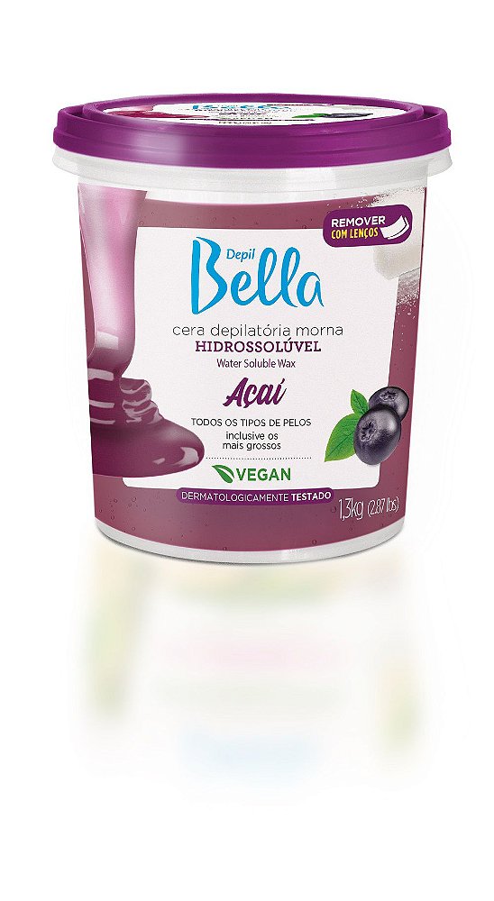 Cera Depilatória Morna Hidrossolúvel Açaí Depil Bella 1,3kg