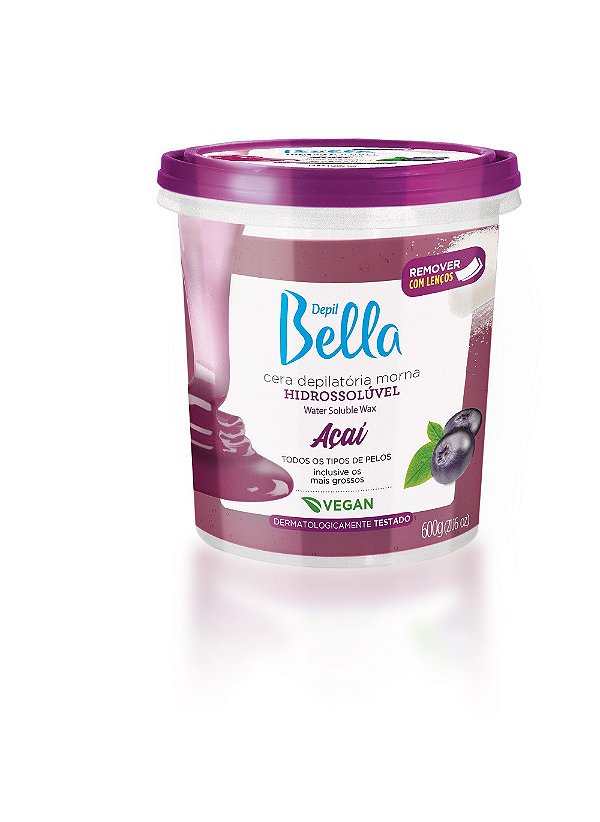 Cera Depilatória Morna Hidrossolúvel Açaí Depil Bella 600g