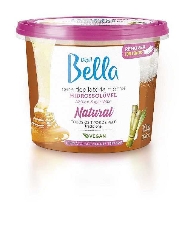 CERA DEPILATÓRIA MORNA HIDROSSOLÚVEL NATURAL DEPIL BELLA