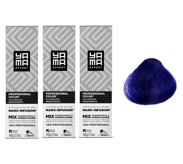 Kit com 3 Colorações Prof Color Nano Infusion Mix Azul Yamá