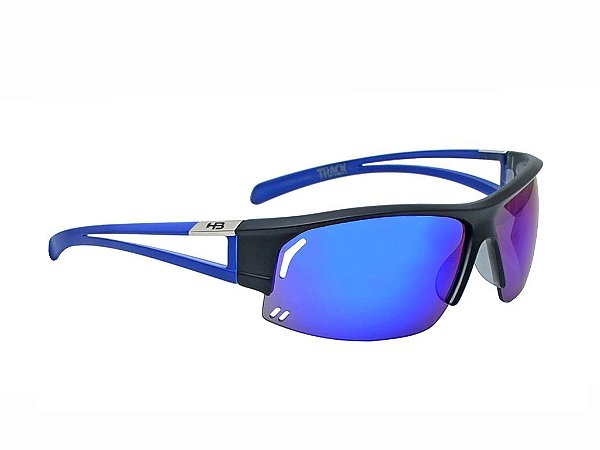 Óculos HB Track - Black Matte Blue (Lentes Blue Chrome)