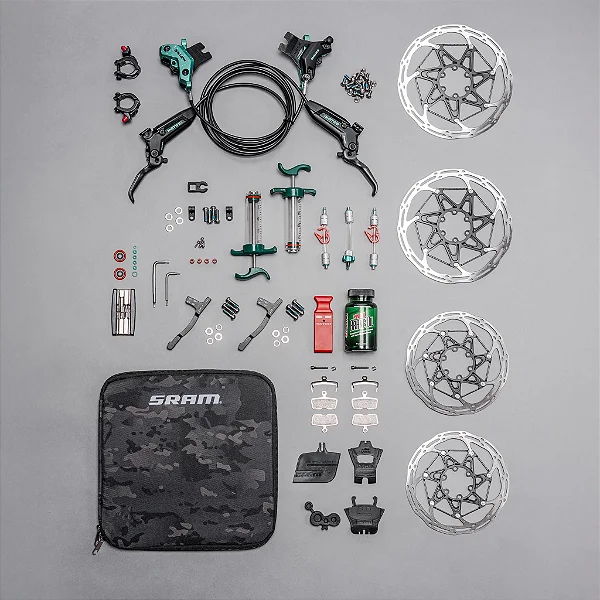 Freio a Disco MTB SRAM Motive Ultimate Stealth Teal Splatter Expert Kit (Edição de Lançamento)