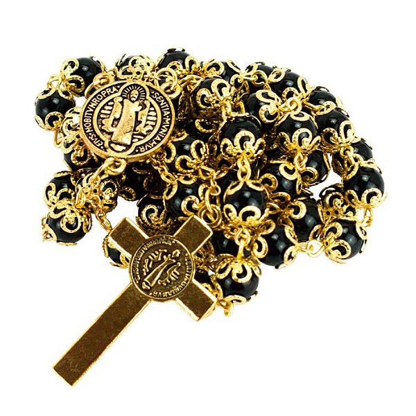 Terço São Bento dourado