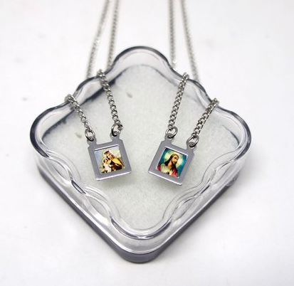 Escapulário N Sra do Carmo aço Inox colorido