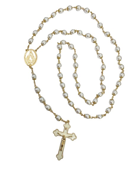 Terço Pérola dourado