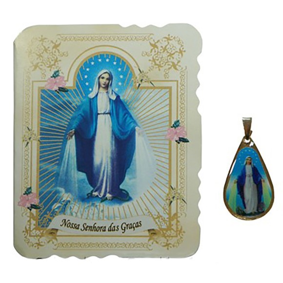 Cartão com medalha Nossa Senhora das Graças