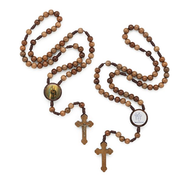 Terço madeira São Maximiliano Kolbe