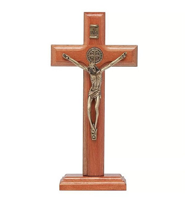 Crucifixo de mesa madeira 17cm