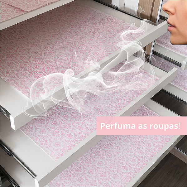 Papel de Gaveta Perfumado - Arabesco  - Cor Rosa- Caixa com 5 folhas