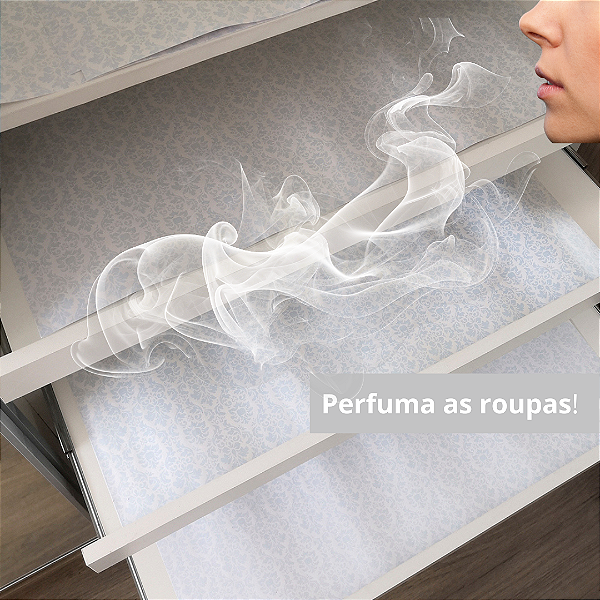 Papel Perfumado Aroma Talco - Estampa arabesco Azul - Caixa com 5 folhas