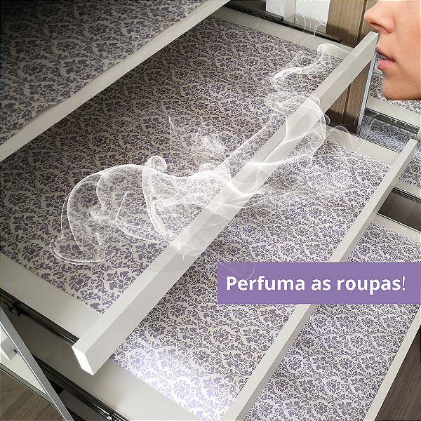 Papel de Gaveta Perfumado - Arabescos - Cor roxo- Verbena