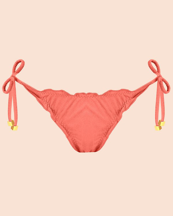 Calcinha de Biquíni Ripple de Amarrar Rosa Escuro Suede