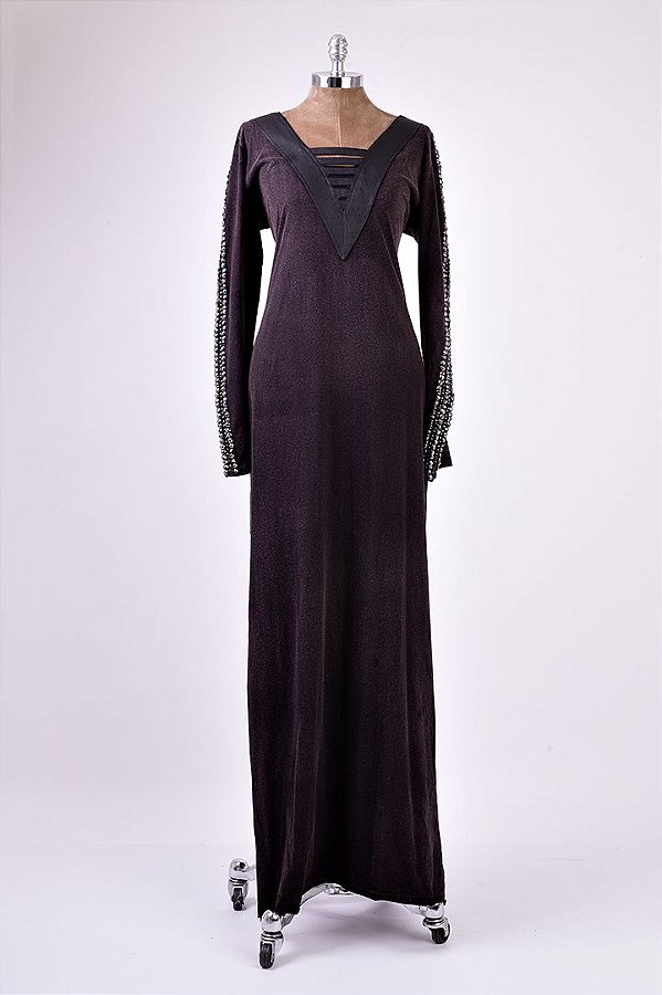 vestido longo de couro