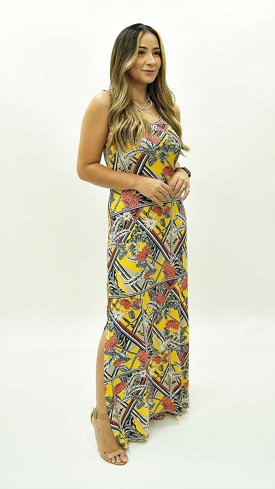 loja de vestido amarelo longo